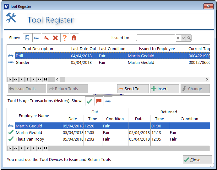 Tool Register Veculim